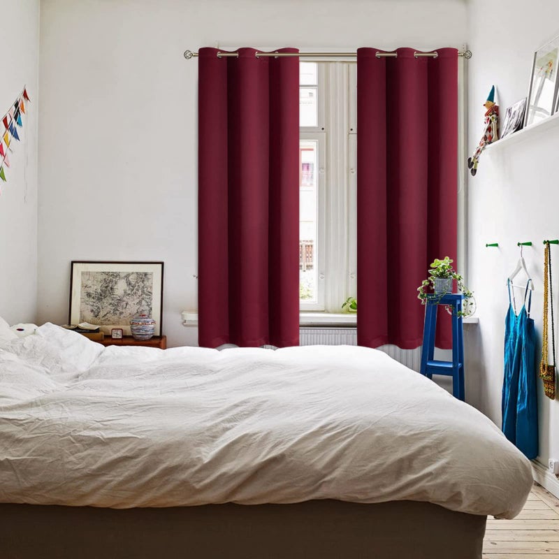 BGment Blackout Curtains for Bedroom - Grommet Thermal Insulated Room Darkening Curtains for Living Room, Set of 2 Panels (42 x 72 Inch, Burgundy) - Image 2